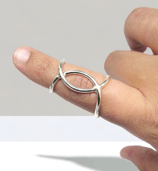 Handmade 925 Sterling Silver Fish Trigger Splint Finger Boho Ring All Size SR515