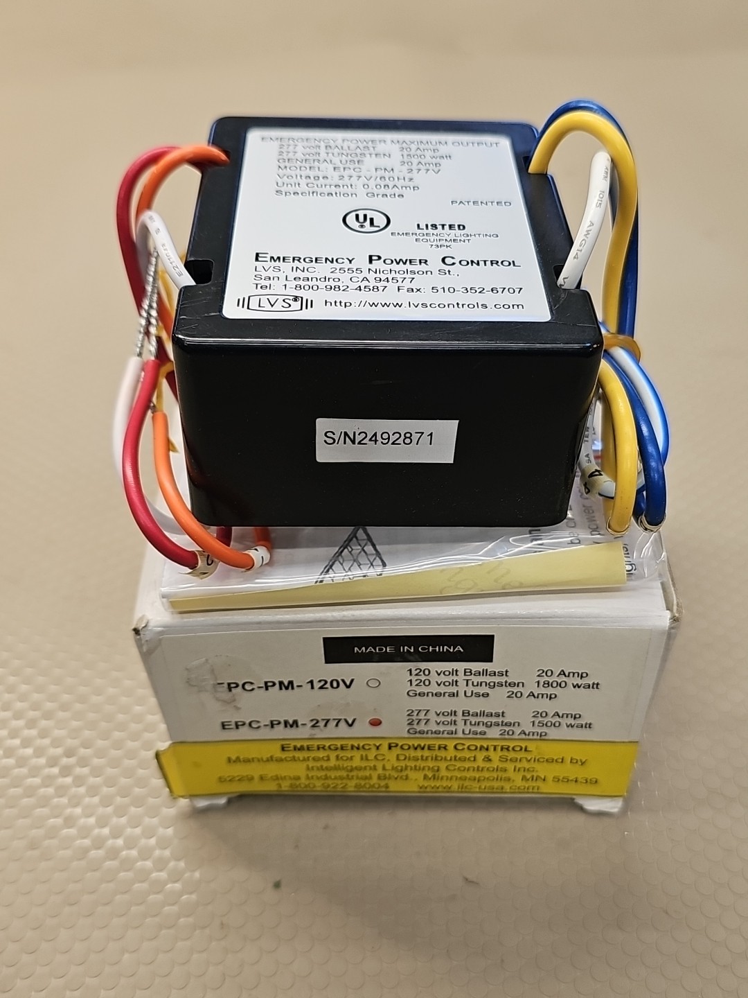 LVS Controls EPC-PM-277V Emergency Lighting Power Control Crestron GLA-EPC-P-277