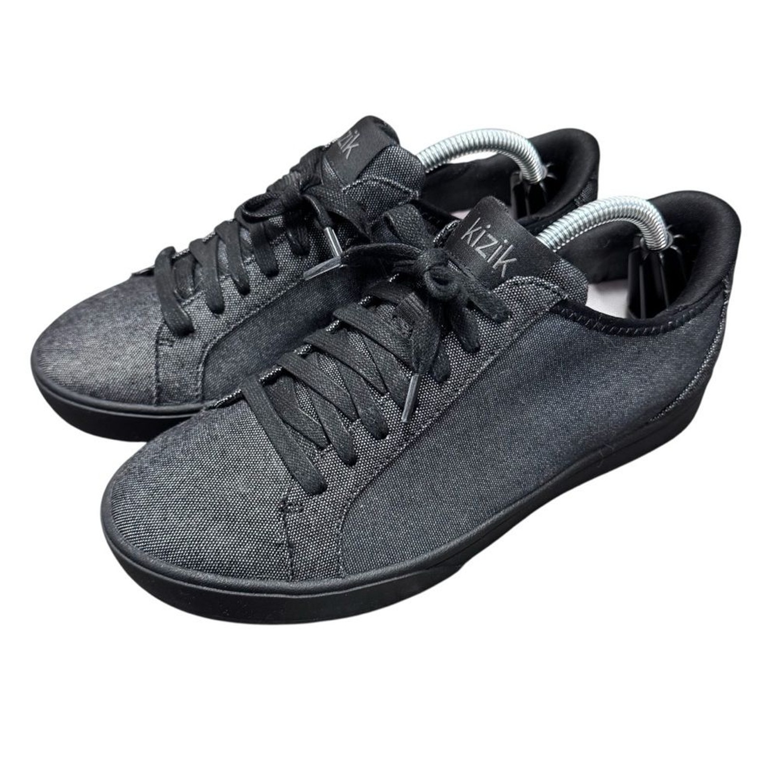 Kizik Irvine Slip On Hands-Free Sneakers Shoes Black Gray Womens 7.5 Mens 6 WIDE