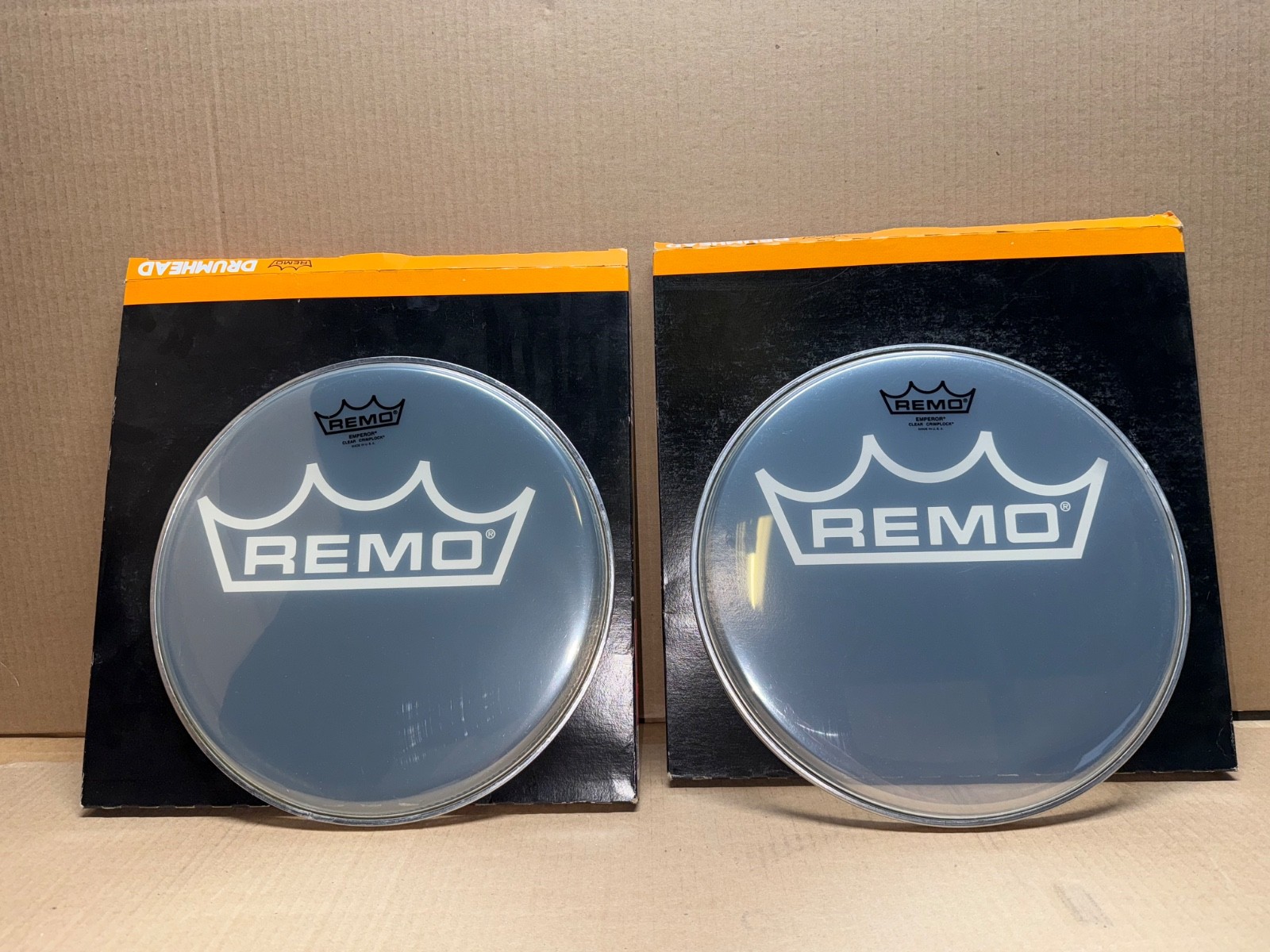 LOT OF 2 REMO EMPEROR CLEAR CRIMPLOCK TENOR 12 INCH DRUMHEADS BE-0312-MP