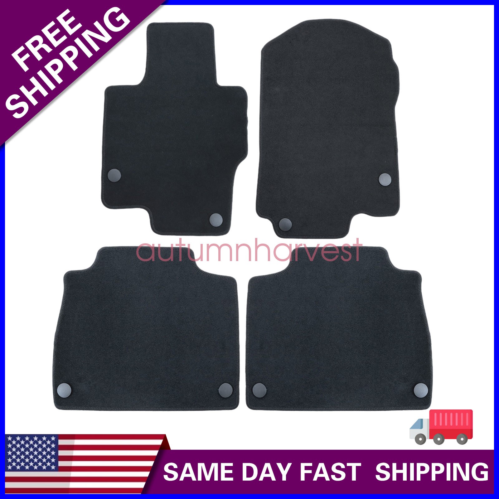 For Mercedes-Benz GLE-Class 2020-2025 Front & Rear Floor Mats Carpet Velour Blk