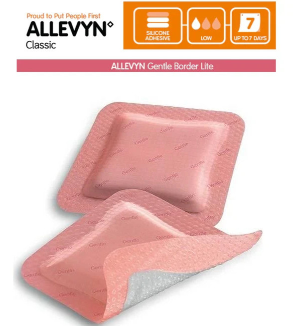 Smith&Nephew 66800835 - Allevyn Gentle Border Lite Dressing 4" x 4" (Lot of 10)