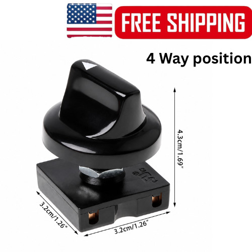 1PC 4 Position 3 Speed Fan Selector Rotary Switch with Knob 10A 120V-250V