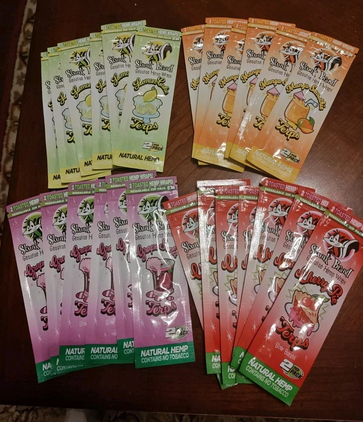 Skunk Brand Rolling Papers Mixed Box 25/2ct Packs Grape Cherry Mango Lemon