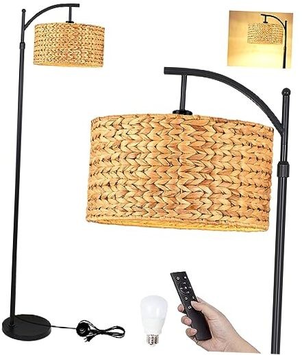 Floor Lamp for Living Room Bedroom Farmhouse Arc Rattan Boho 1-Floor Lamp