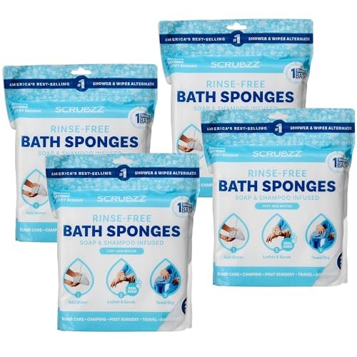 Scrubzz No Rinse Bathing Wipes Unscented 4 Pack