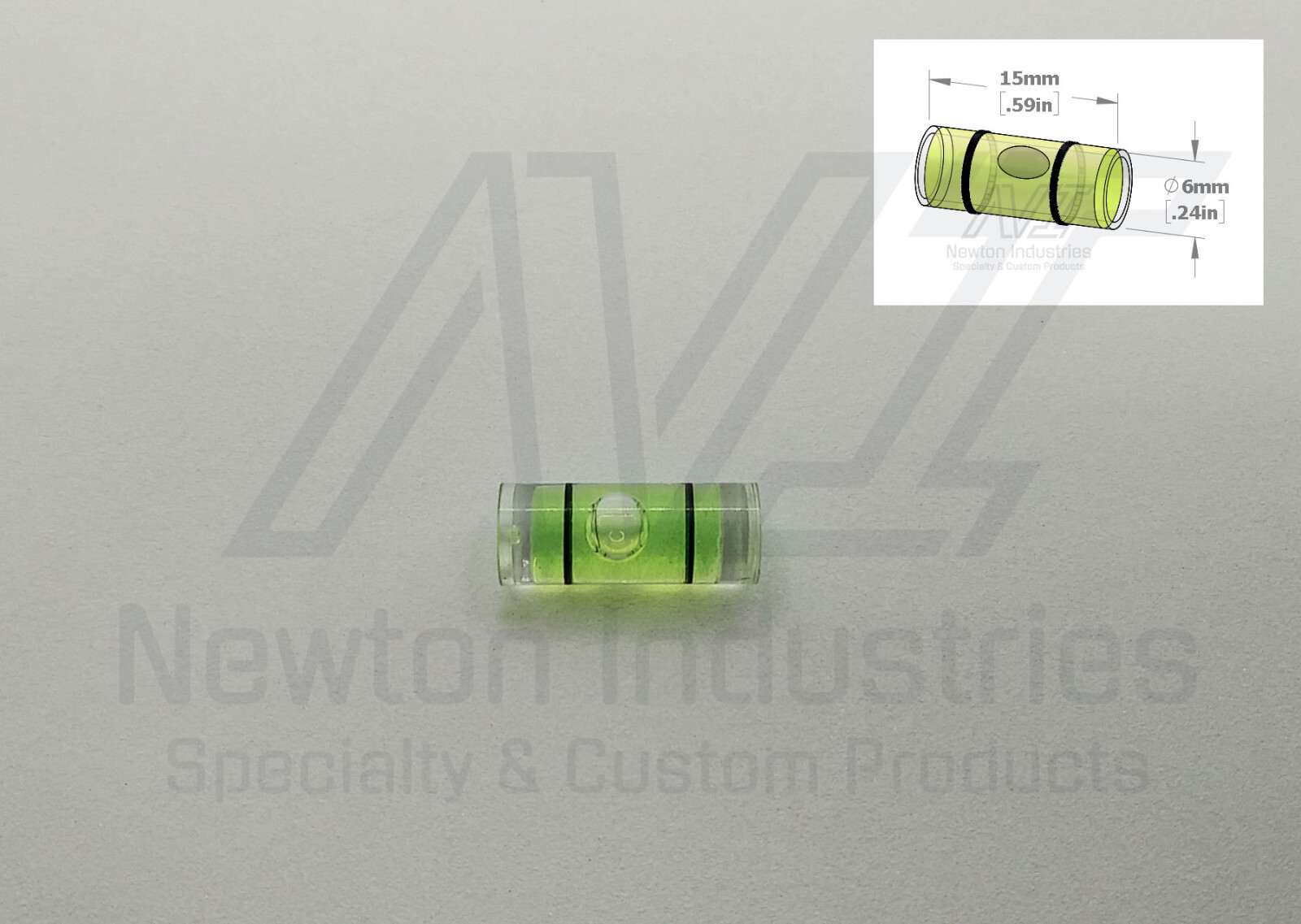 5pcs Acrylic Ø6x15mm Bubble Spirit Level Vial YlwGreen Sens: 42'/2mm 12.22mm/m