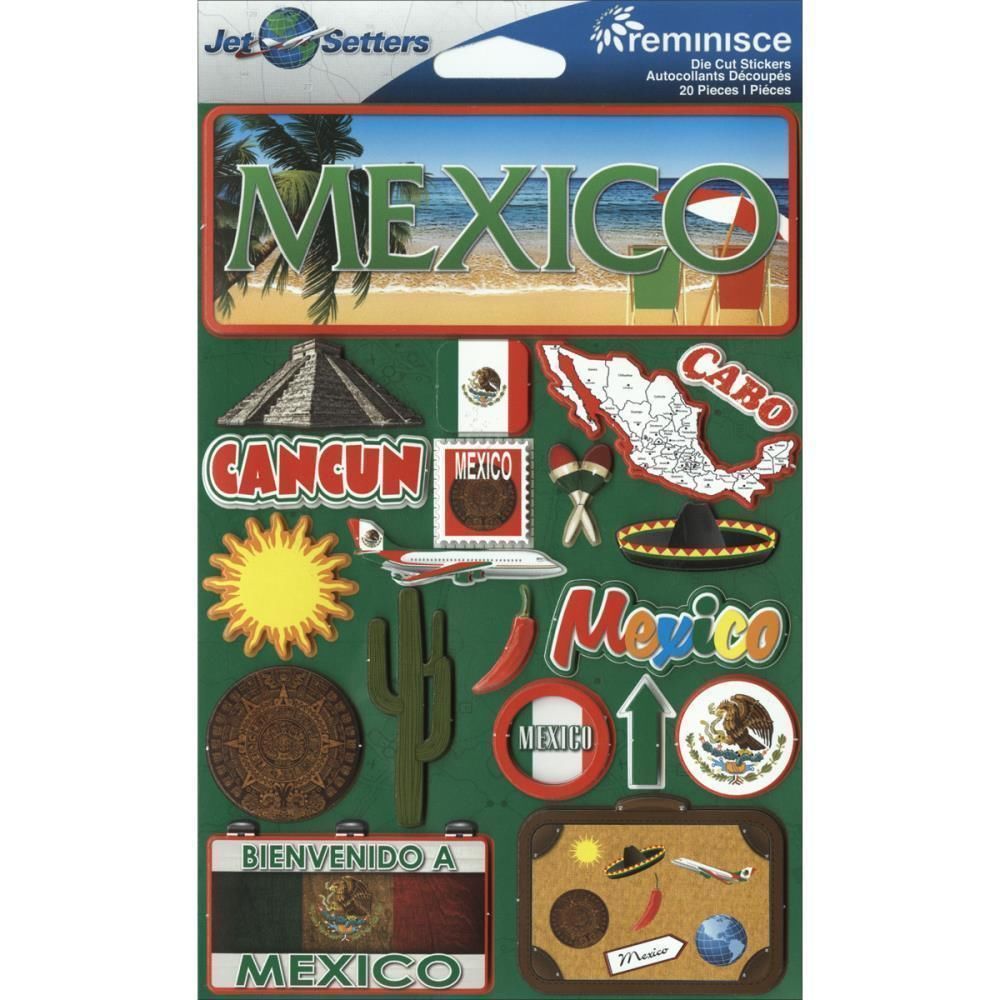 Jet Setters International Dimensional Stickers 4.5 Inch X 6.75 MEXICO