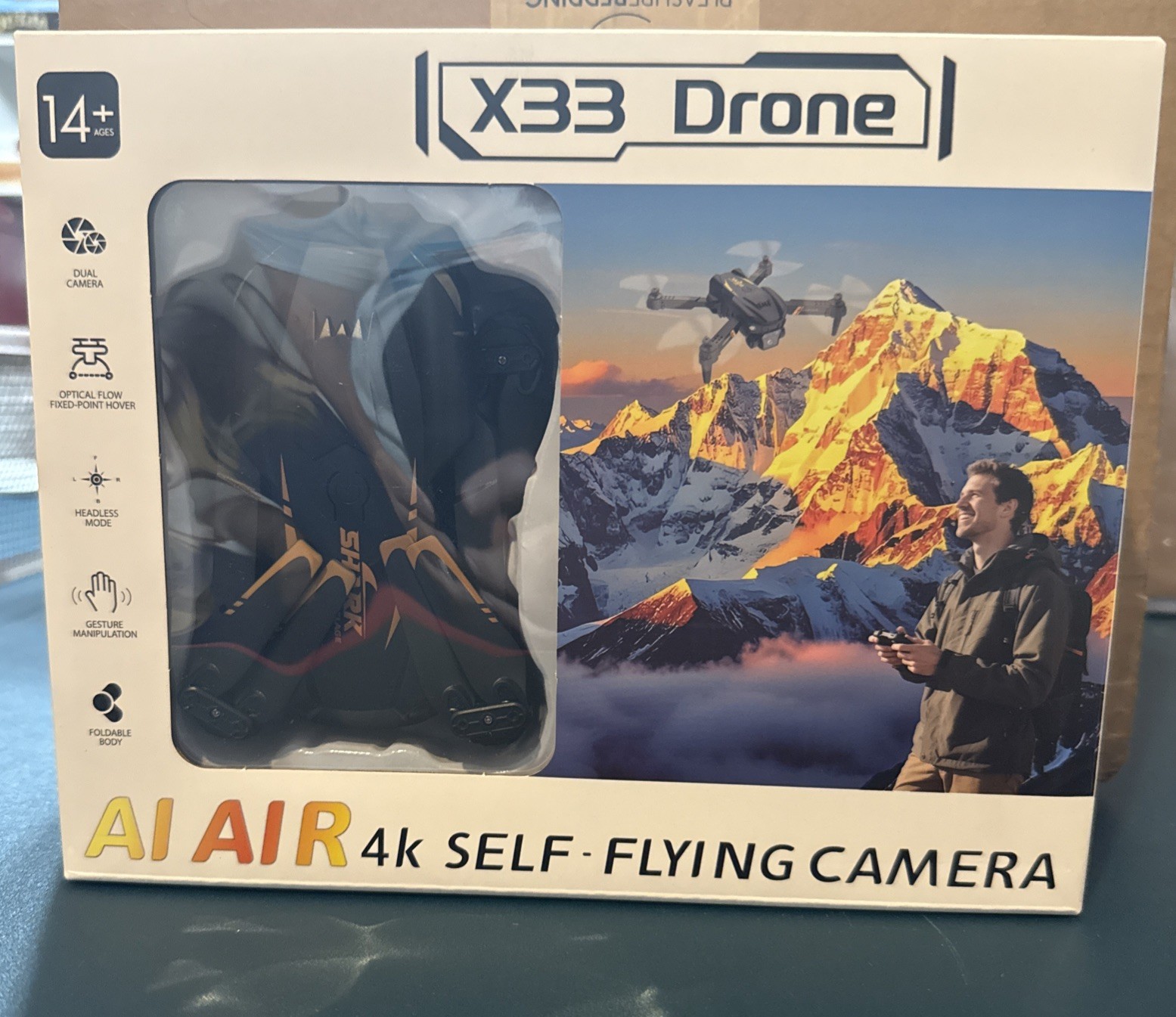 DRONE- AI AIR X33 4K Camera Self-Flying Quadcopter App Control Foldable Black