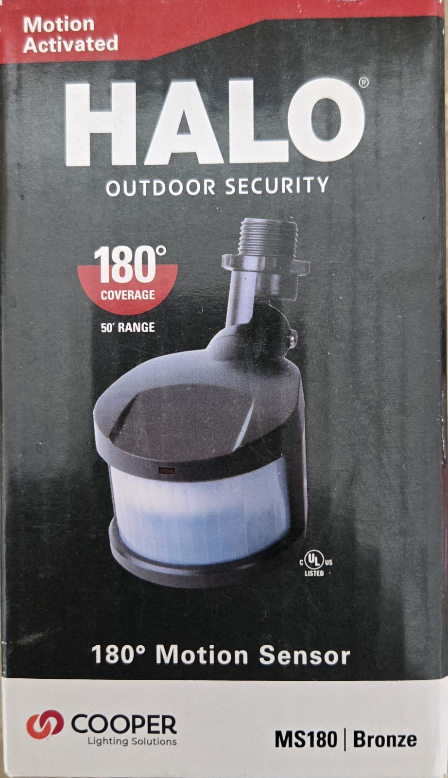 HALO MS180 Outdoor Motion Sensor, Bronze, 180°, 50 ft, Light Sensor