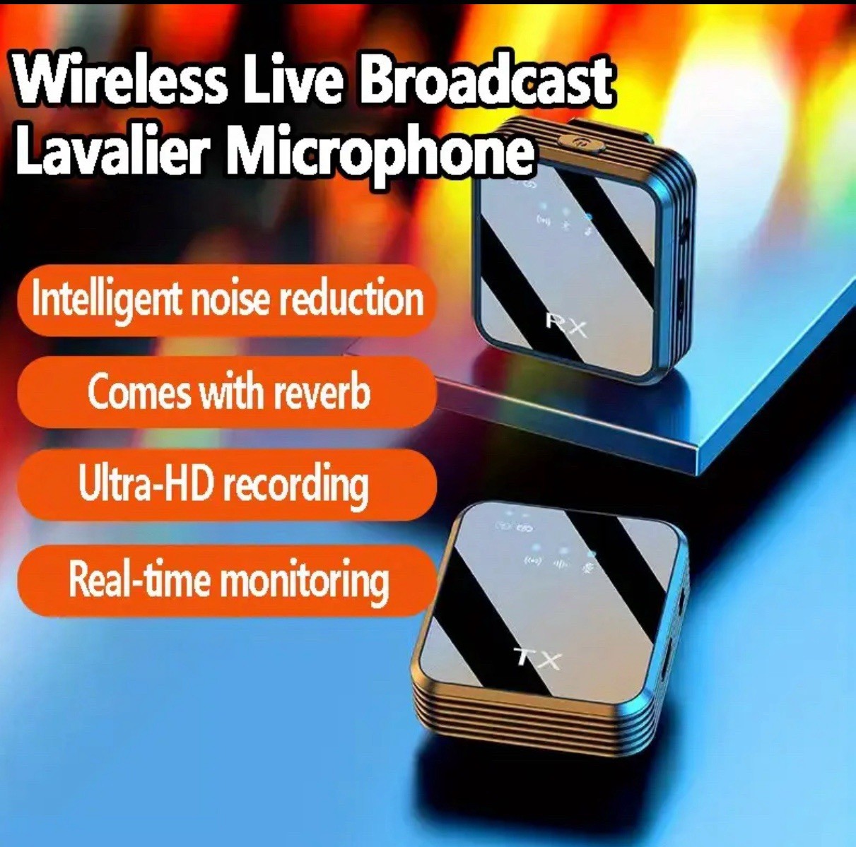 Professional Wireless Lavalier Microphone, Intelligent Noise Cancellation