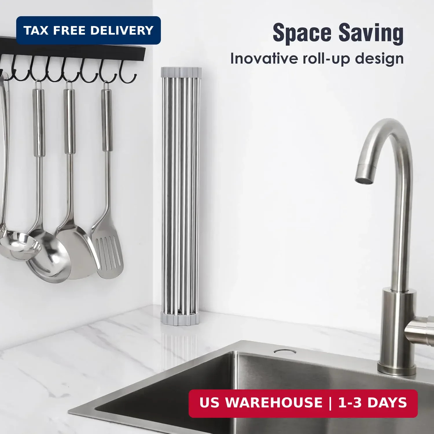 17.7" x 15.5" Roll Up Dish Drying Rack Over Sink Drying Rack Sink Cover Kitchen