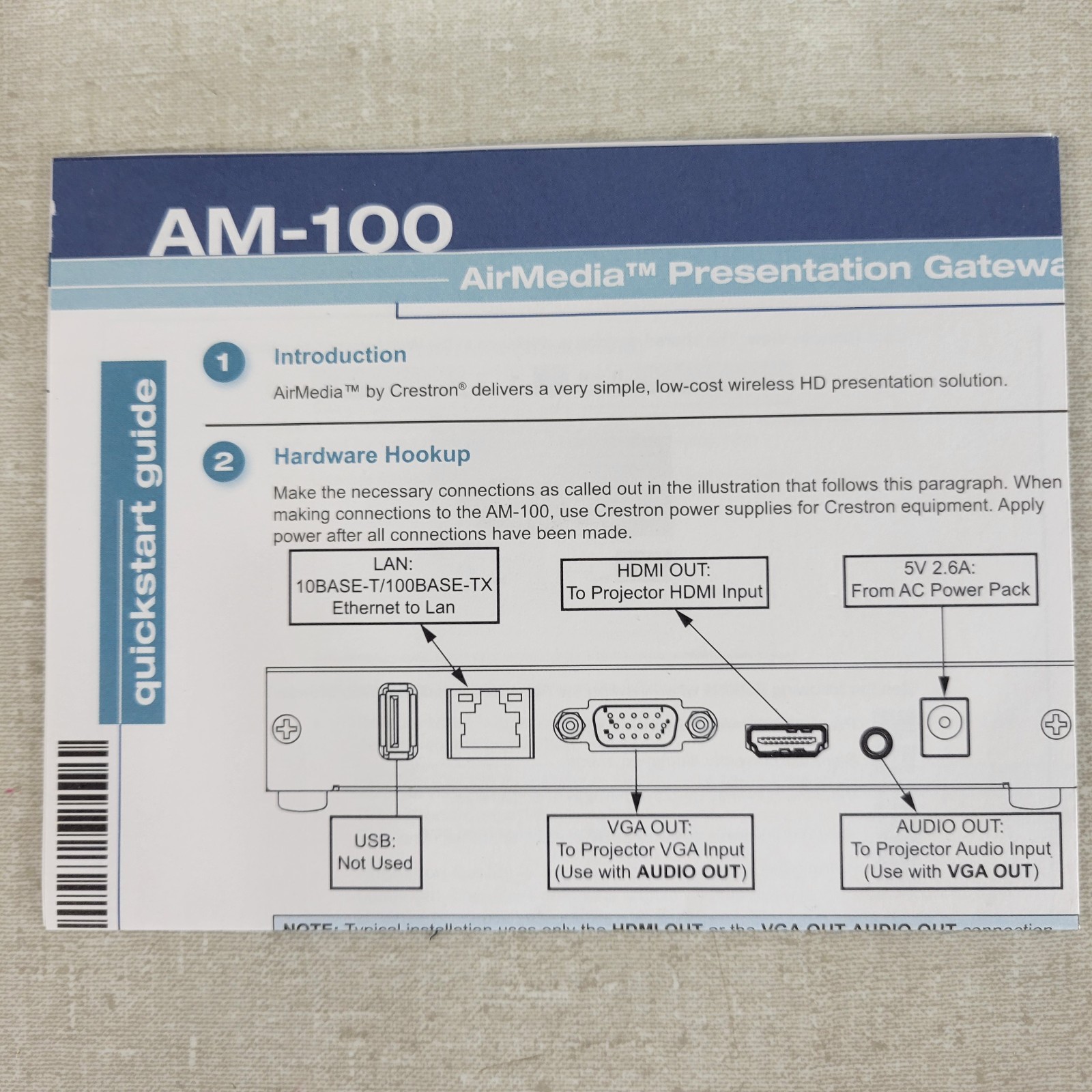 CRESTRON AM100 AirMedia Presentation Gateway for Wireless HD Presentations