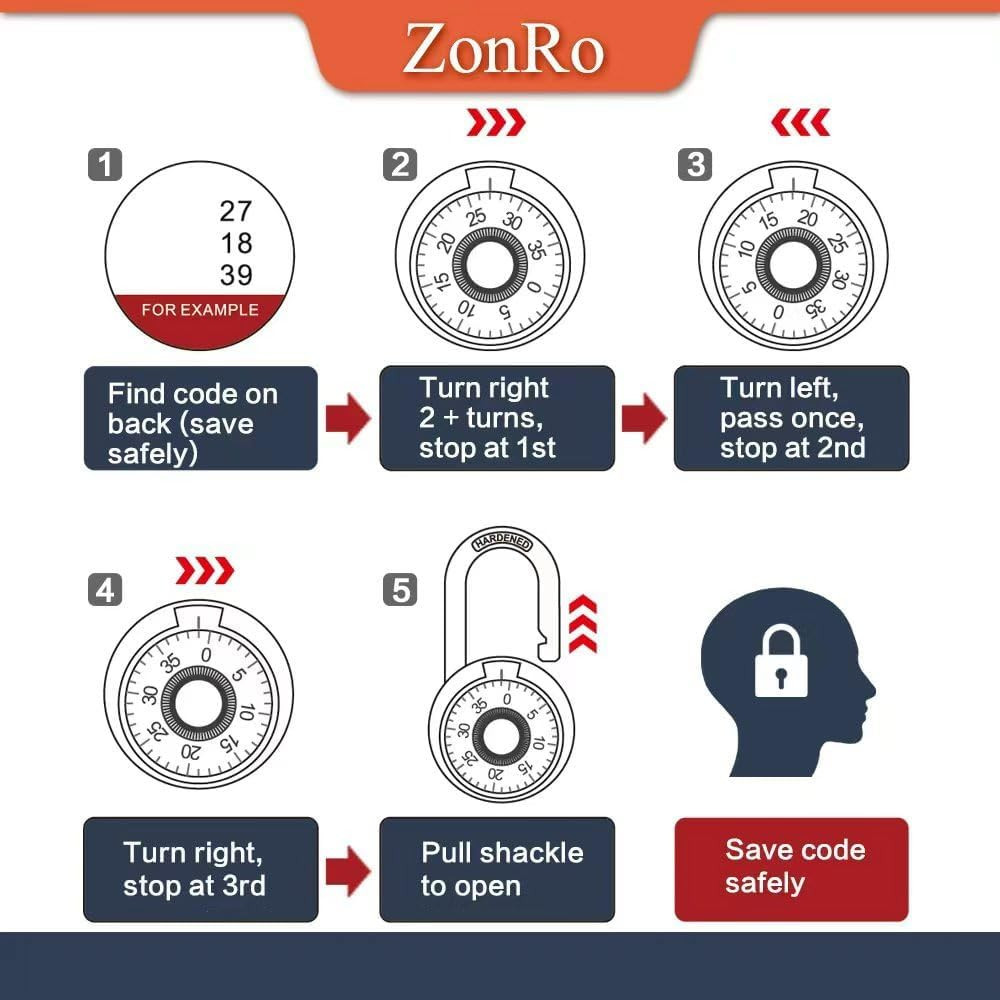 Lock Standard Dial Combination Padlock 1 Pack Wide 2-In Black Dial | Combo Lock