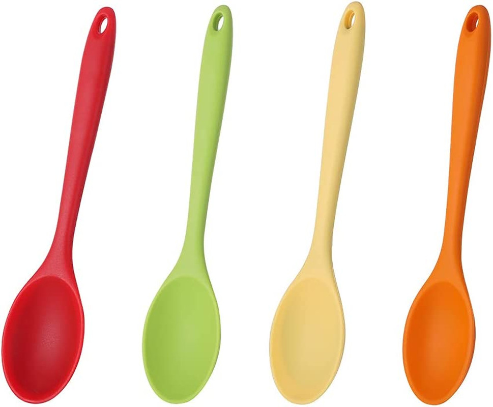 4 Pack 10.8" Large Silicone Mixing Spoons Non Stick Cooking Spoon for Stirring