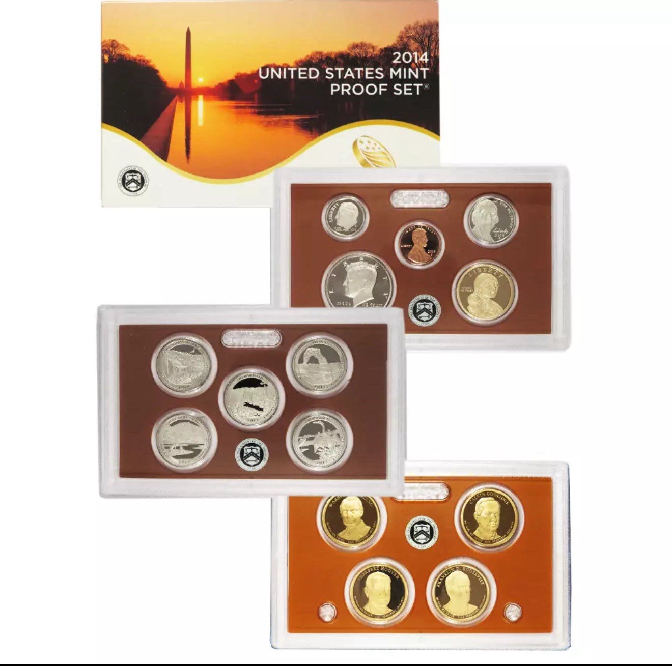Proof Sets US Coins 2014 Uncirculated Complete 14 Coin Set OGP With COA