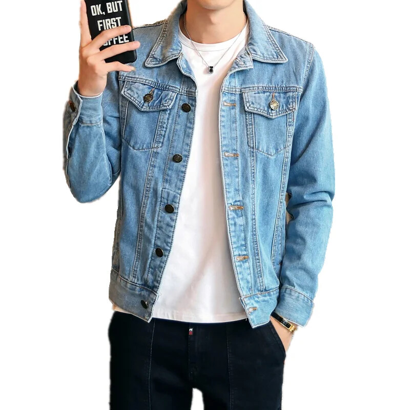 Hot 2025 Fashion Mens Denim Jackets Slim Fit Mens Jeans Jacket Cotton Outwear