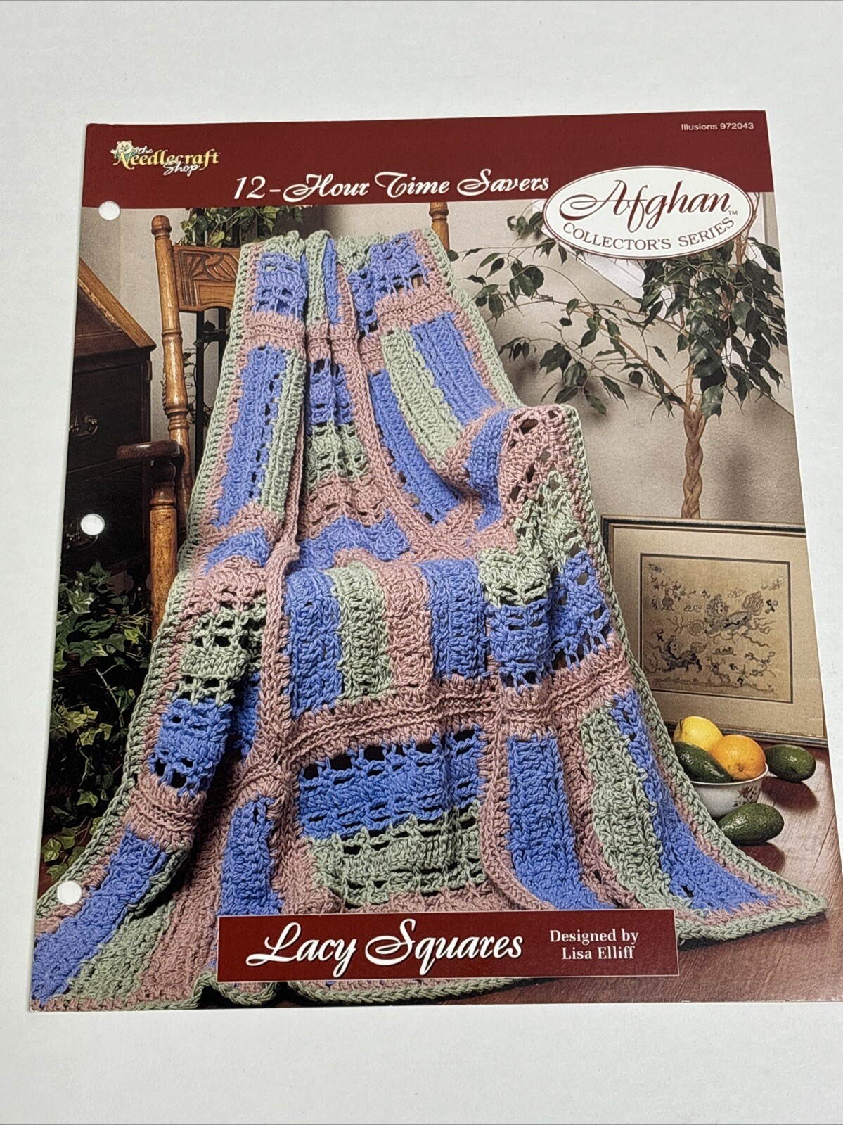 Lacy Squares 12 Hour Afghan Crochet Pattern Card Needlecraft Shop