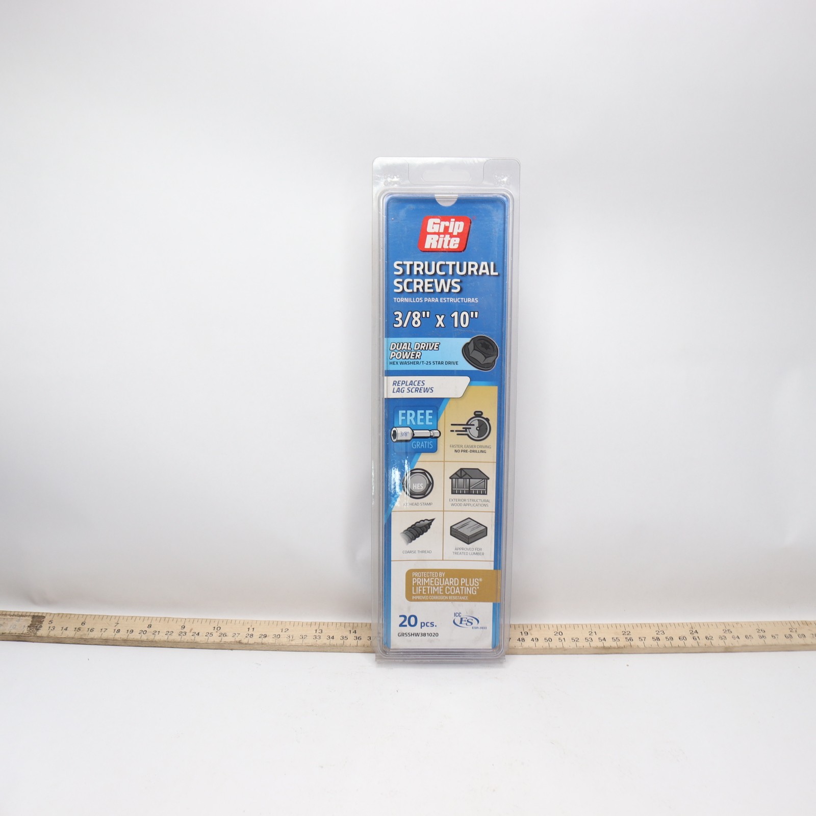 (20-Pk) Grip Rite Prime Guard Plus Structural Screws Black 3/8 x 10 GRSSHW3810