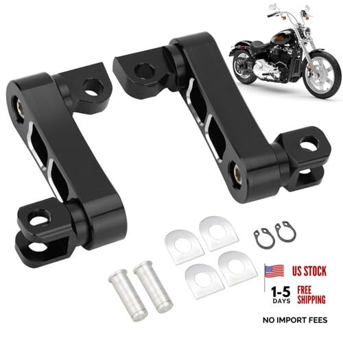 Highway Footpegs Adjustable Passenger Foot Pegs 2 1/4" Extension Black White