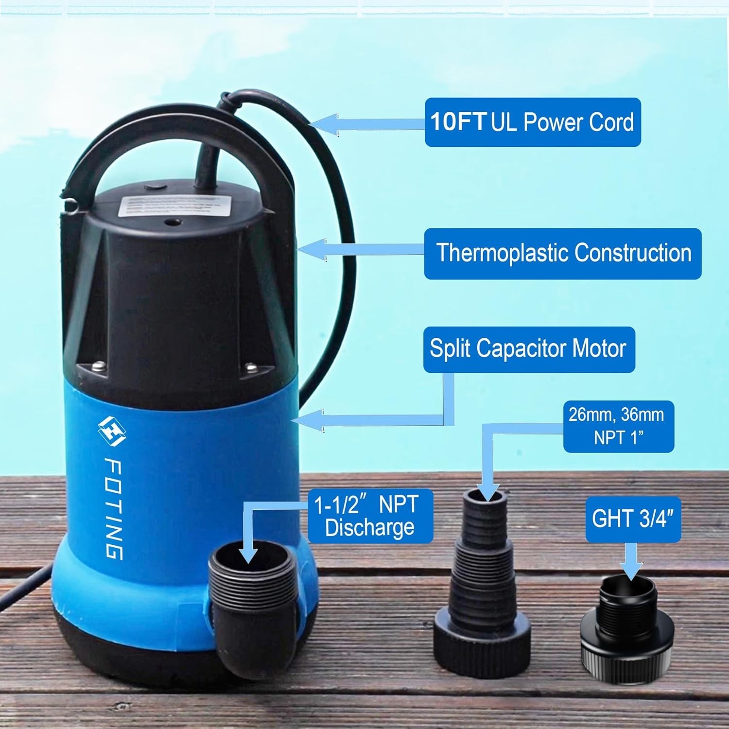 Energy Efficient 1HP Submersible Pump - Manual Operation for Quick Water Removal