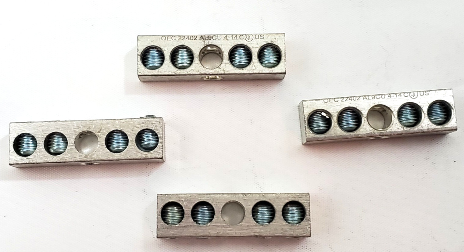 Lot of 4 Morris 91131 Aluminum Ground Bars 4 Circuit #4-#14 AWG Dual Rated 1.57"