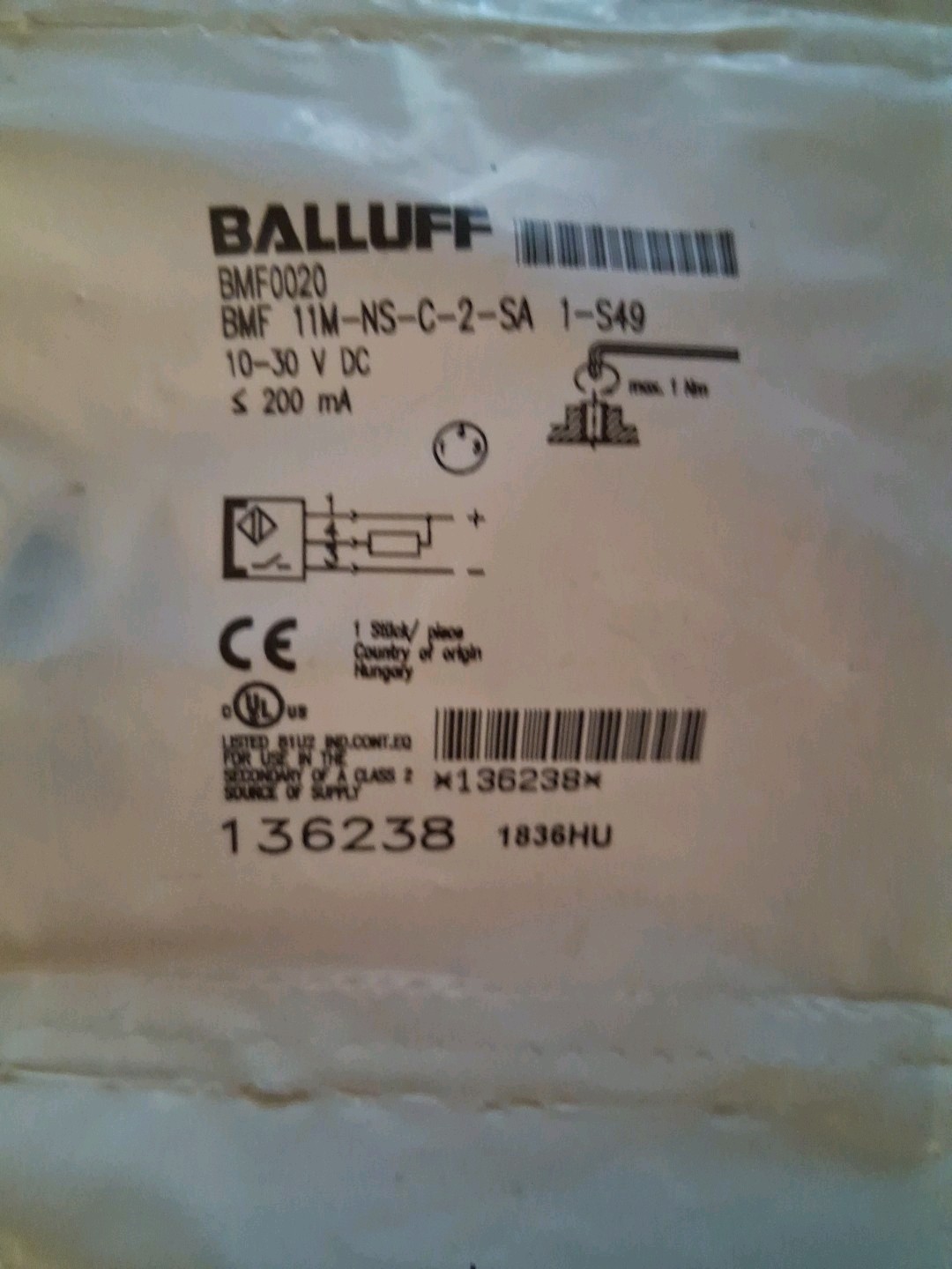 BALLUFF BMF 11M-NS-C-2-SA1-S49 /  New In Original Package Save Big $$$ Here Now