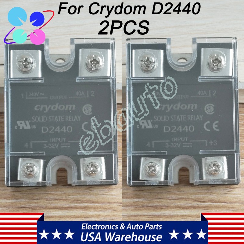 2PCS For Crydom D2440 SSR 3-32V Output 40A 240V Solid State Relay Input US STOCK