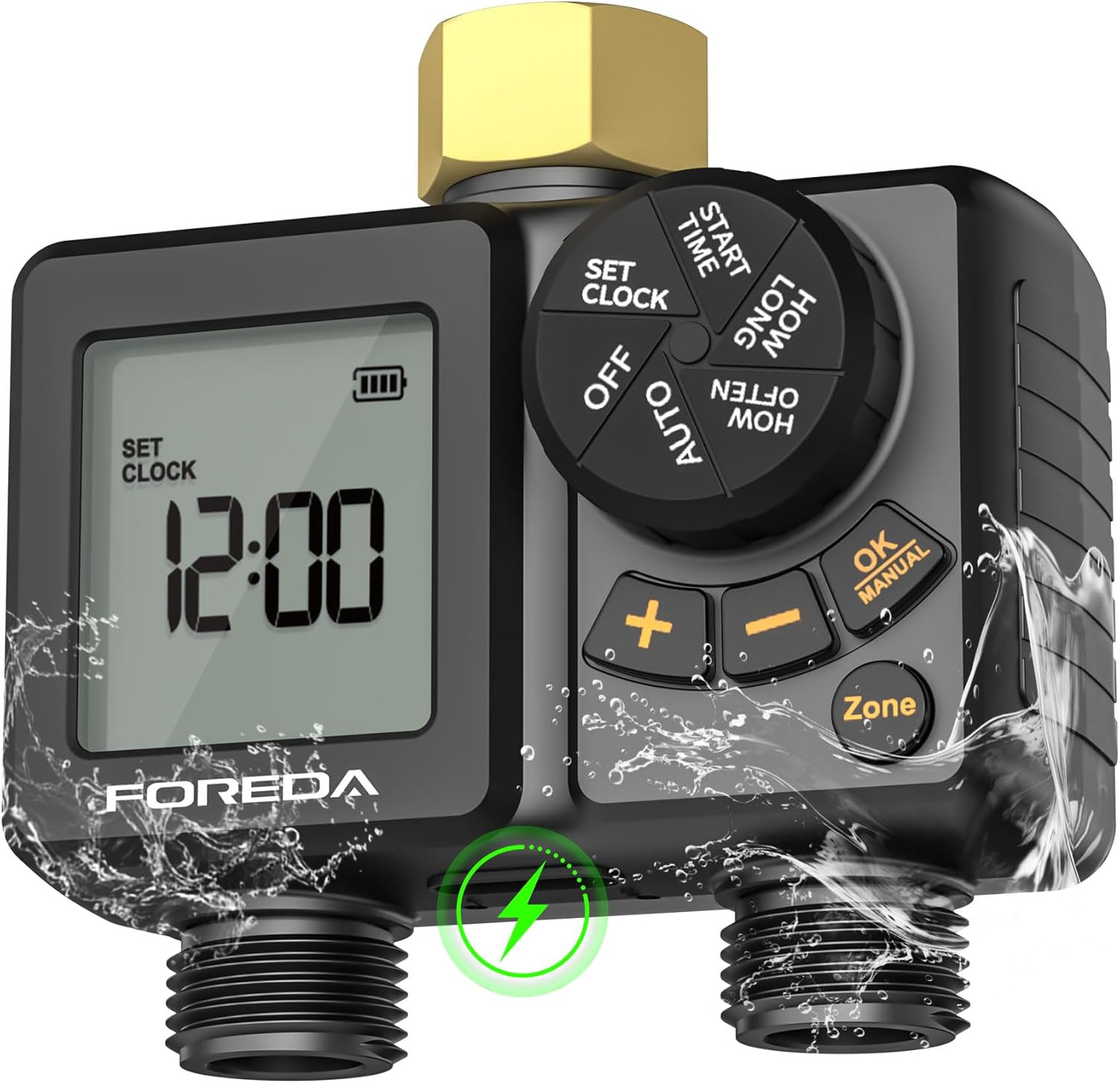 2 Zone Water Timer for Garden Hose, Programmable Hose Timer for Watering with Bu