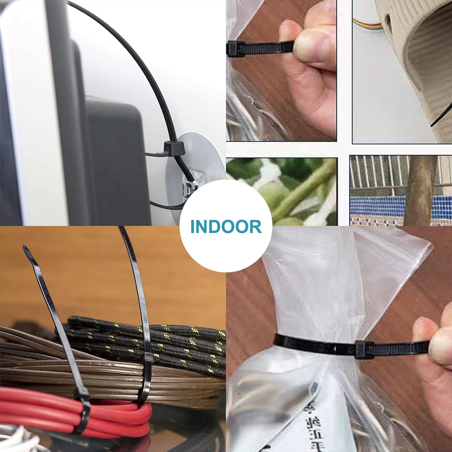 Nylon Zip Ties 400 Pack – 4” to 12” Sizes, Self-Locking & UV Resistant