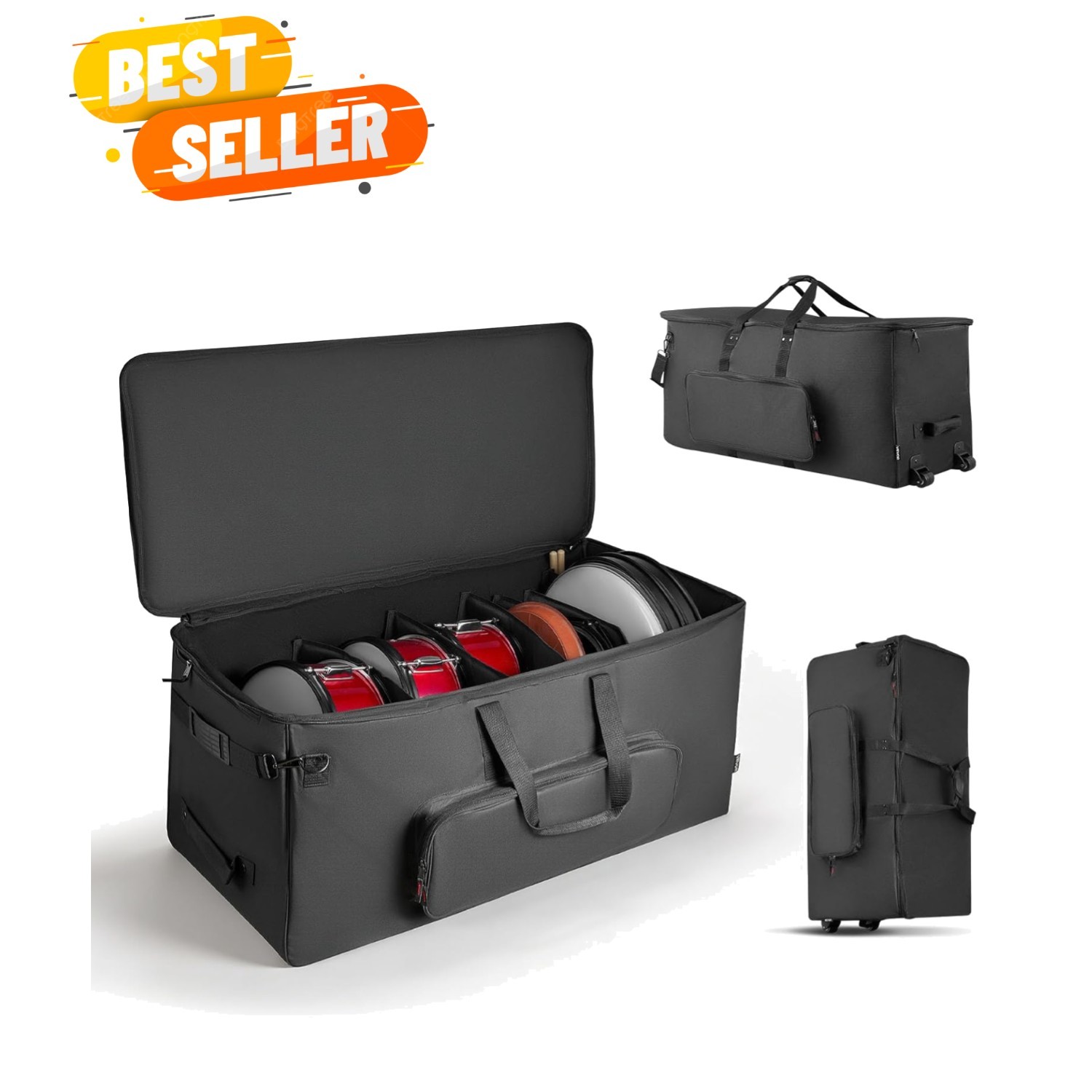 Electronic Drum Kit Bag, 600D, Padded Drum Bag with Wheels, Large 36.2 x 16.5...
