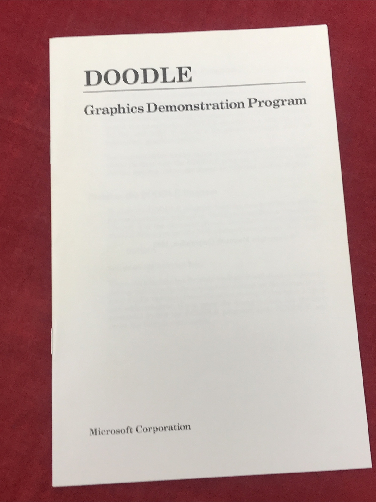 VTG 1983 Microsoft DOODLE Instruction Booklet 99F52B-1 Graphics Demonstration