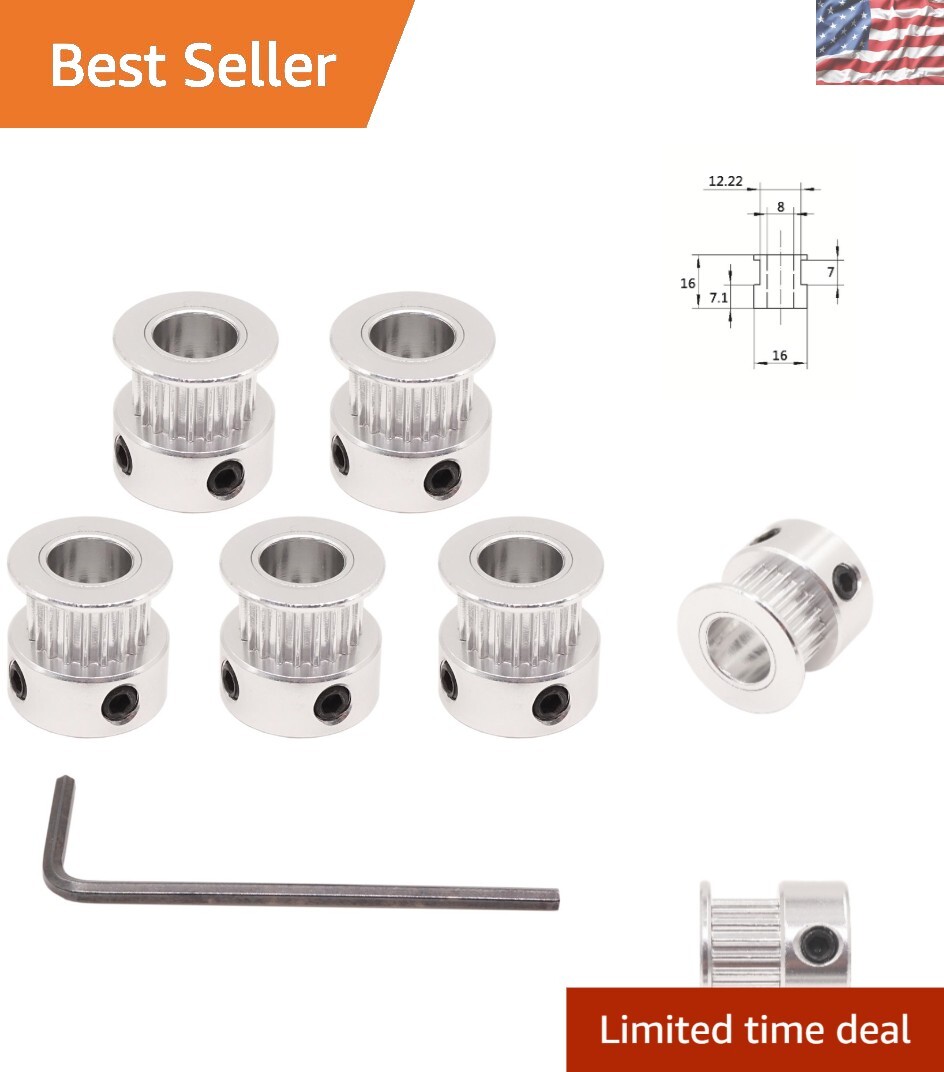 20 Teeth GT2 Timing Belt Pulley Set - 8mm Bore Aluminum for Reliable Performance
