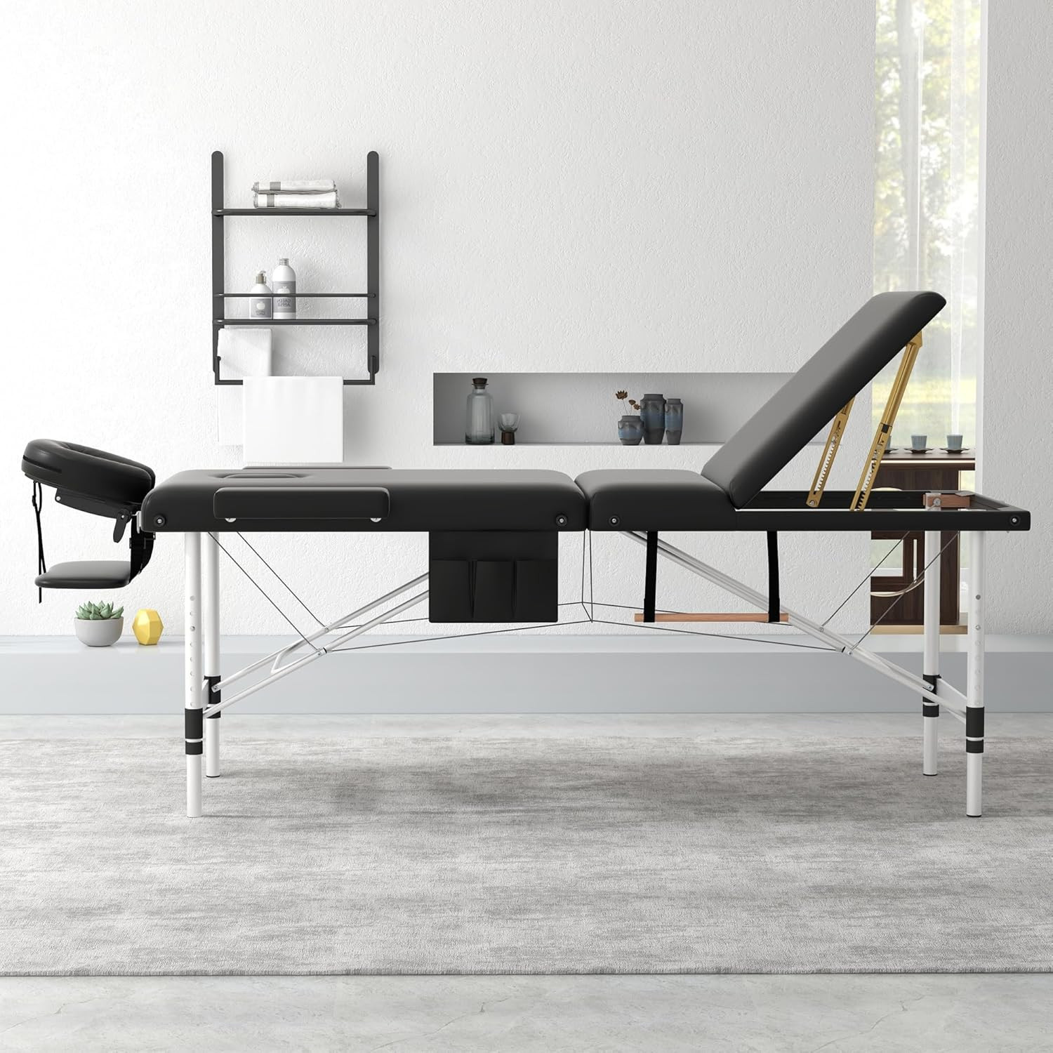 Massage Table, 3 Fold Portable Professional Lash Tattoo Spa Bed, Height Adjustab