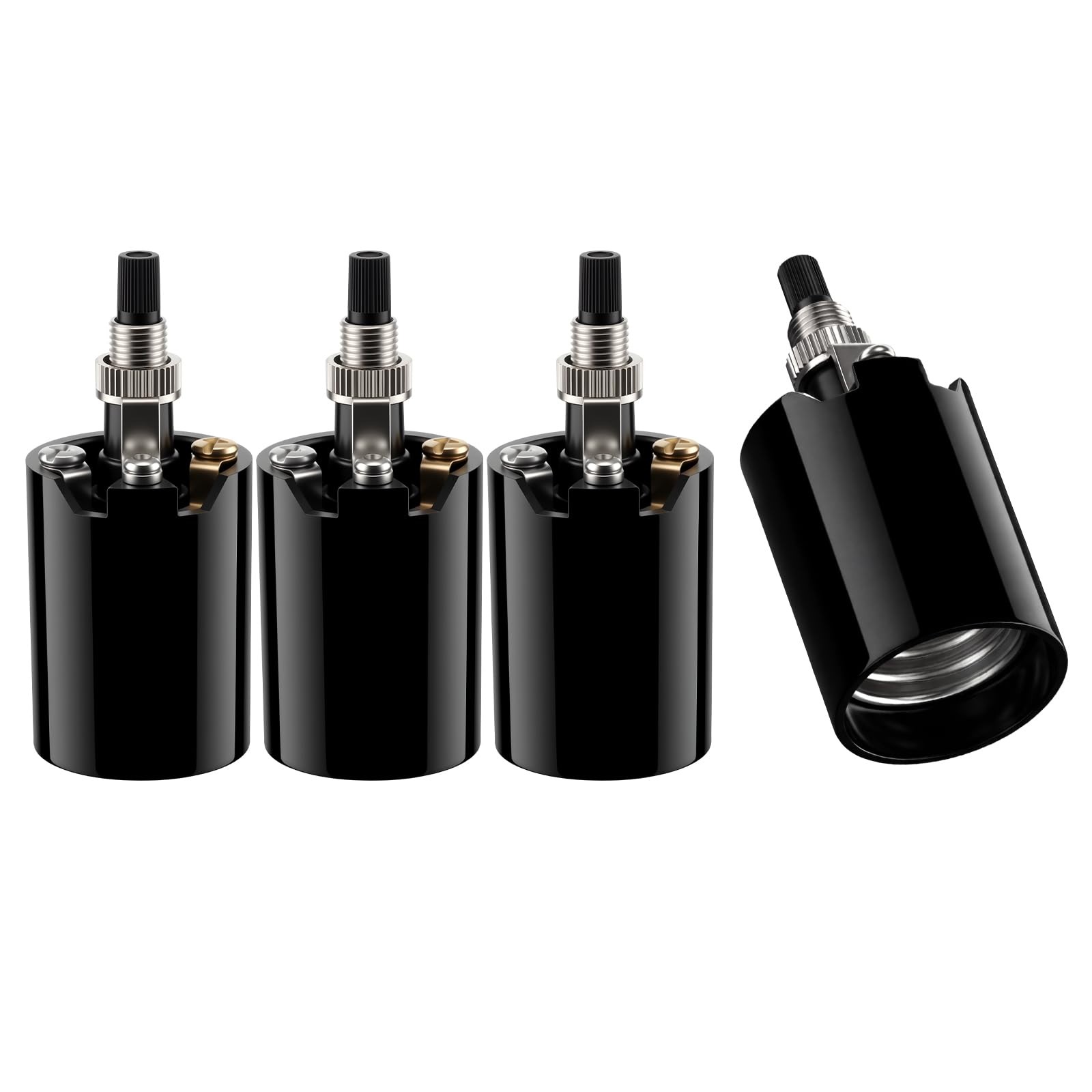 4 Pcs E26 Lamp Socket with Button on Off Switch, Rotate Knob Socket for Lamp ...