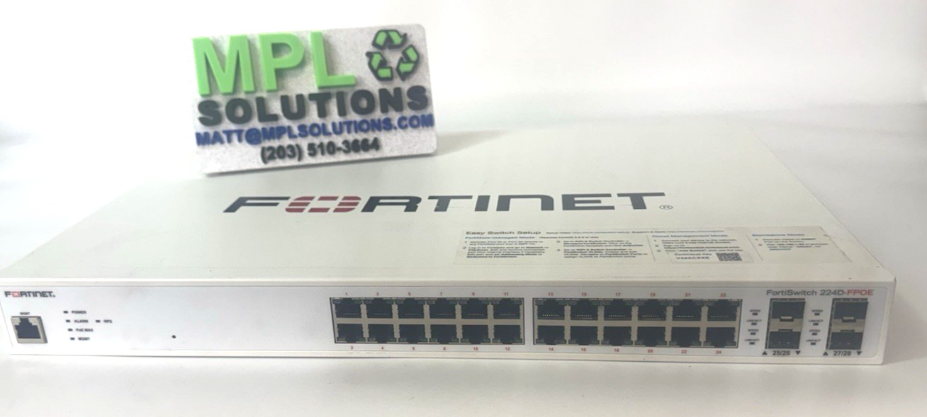 Fortinet FortiSwitch FS-224D-FPOE 24-Port PoE Layer 2/3 Ethernet Managed Switch