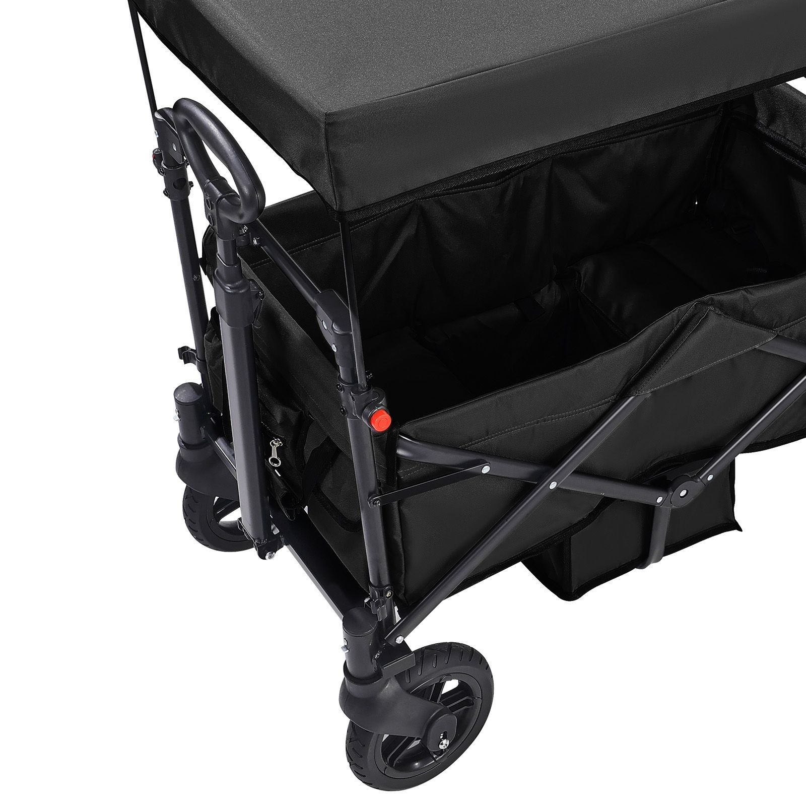 Wagon Stroller for 2 Kids, Push Pull Quad Collapsible Stroller/ Adjustable
