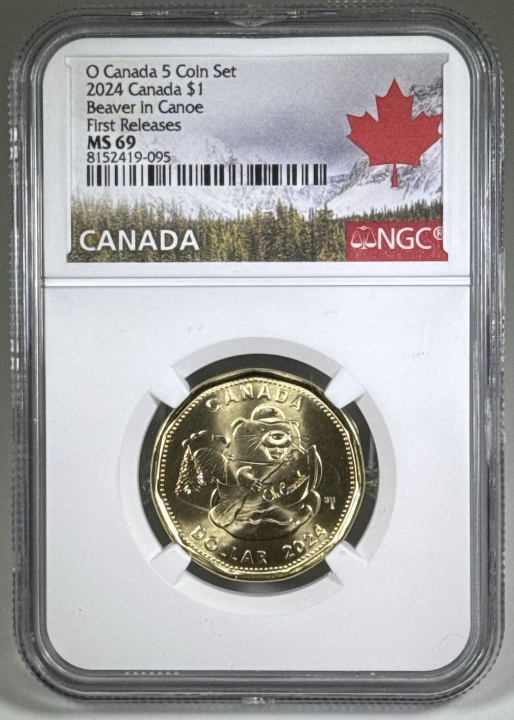 2024 O CANADA $1 NGC MS69 BEAVER IN CANOE LOON LOONIE  TOP FIRST RELEASES DOLLAR