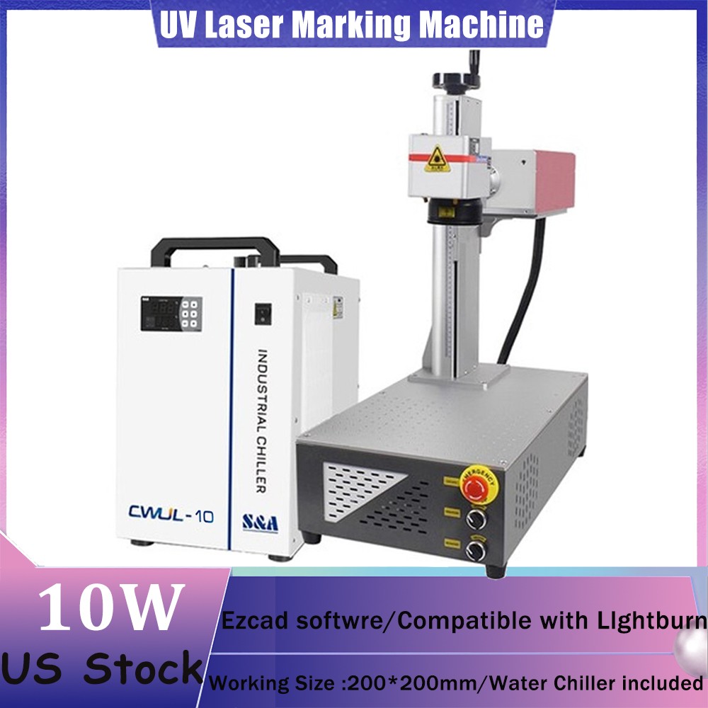 10W UV Laser Marking Machine Water Cooling For Wood Glass Metal Nonmetal US