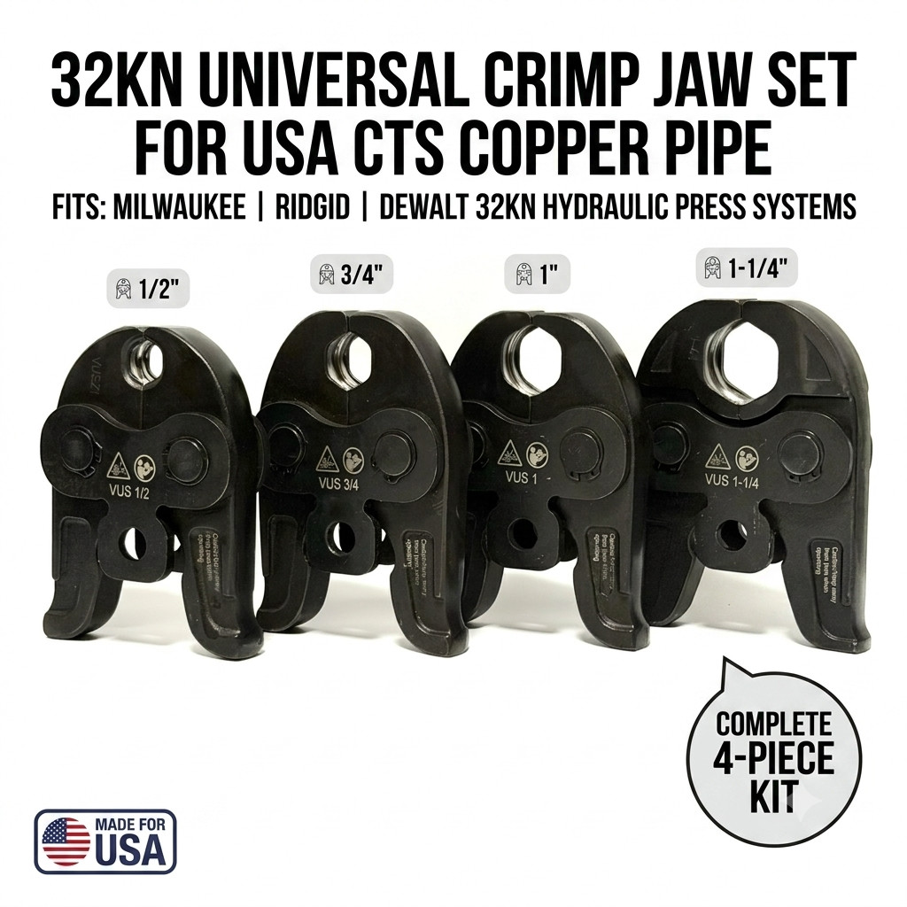 Press Jaw VUS:1 1/2 3/4 1-1/4 for Milwaukee M18 RIDGID RP350 32KN Tool