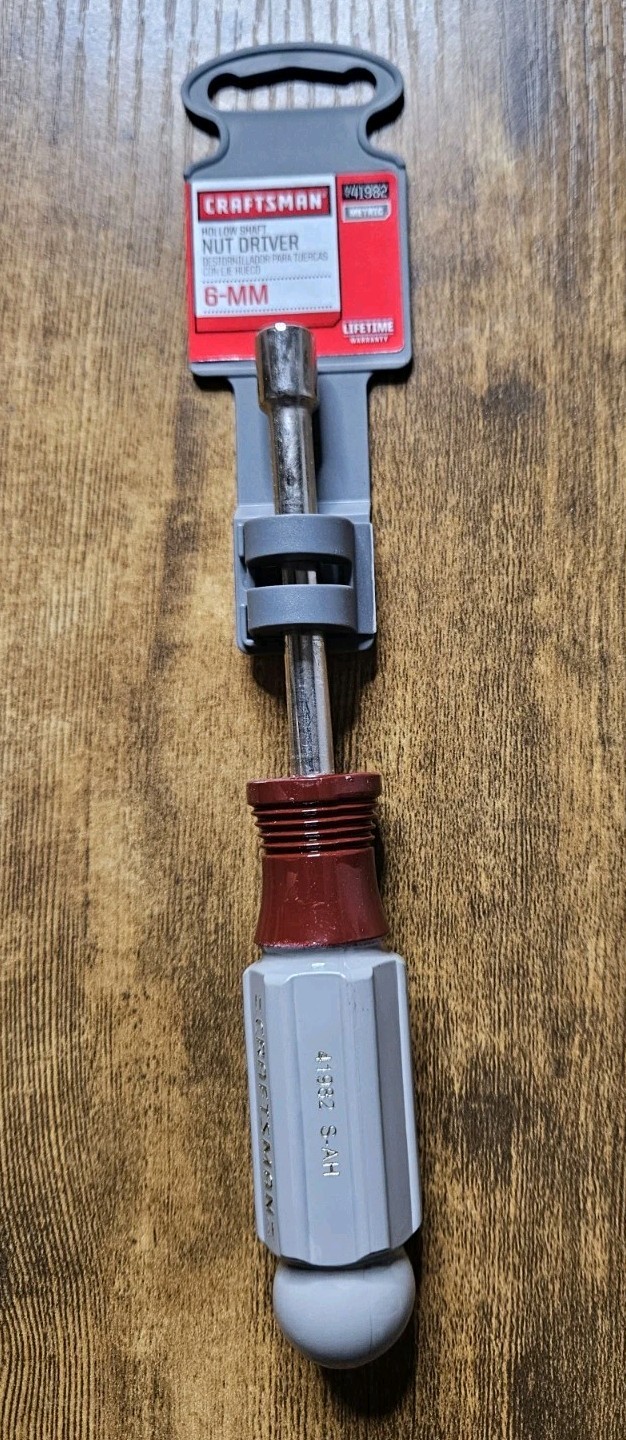 Craftsman USA 6mm Hollow Shaft Nut Driver Red Metric 41976 USA NEW UNUSED