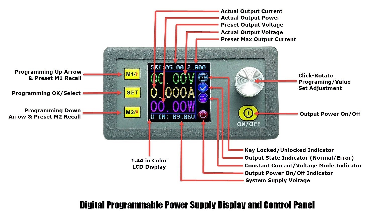 50V 2A Buck/Boost Constant Voltage/Current Regulated Power Supply Module USA