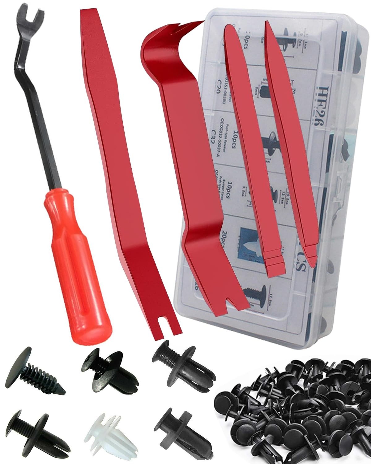 Auto Trim Removal Tool Kit 105 Pcs Plastic Pry Bar Set Rivets Car Trim Tools Kit