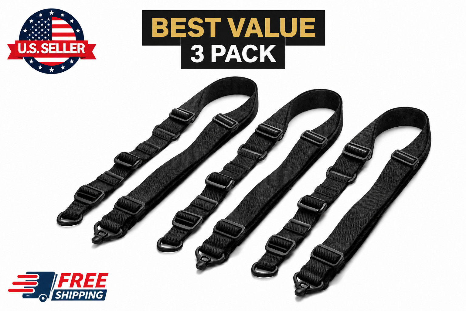 3 Pack Magpul MS1 Adjustable 2 Point Sling Heavy Duty Nylon Black