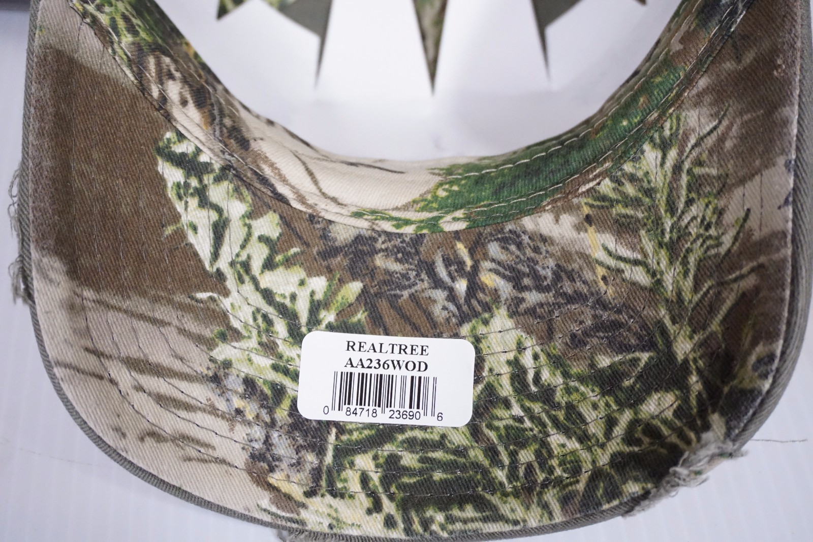 Team Realtree Distressed Adjustable Strap Baseball Hat Cap - Olive Green & Camo