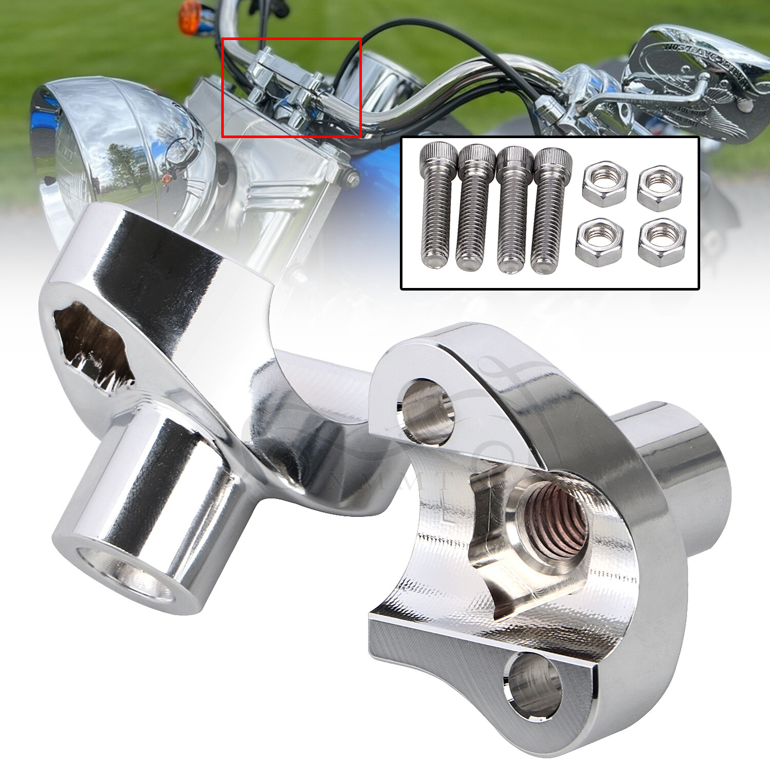 2" Tall Chrome Handlebar Risers Bottom For Harley Dyna Super Wide Glide FXDWG