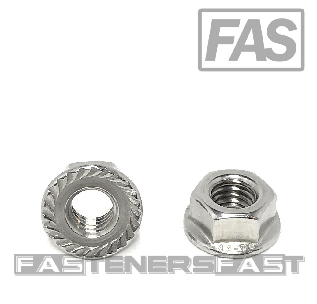 (25) M8 x 1.25 Stainless Steel Serrated Flange Nuts DIN6923 Nuts M8-1.25 A2