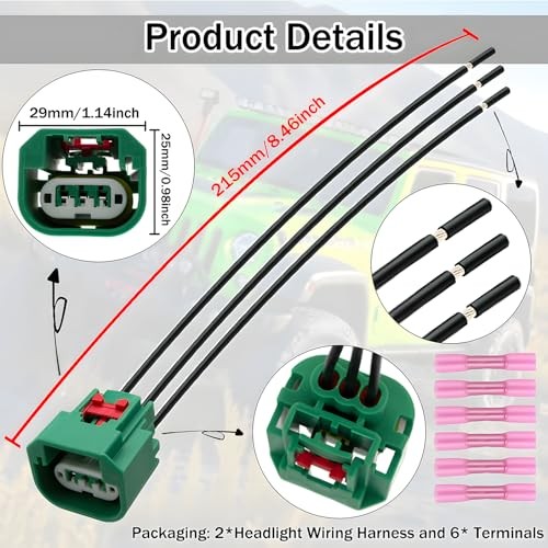 2PCS Headlight Connector Wiring Harness with 6 Terminals Replace