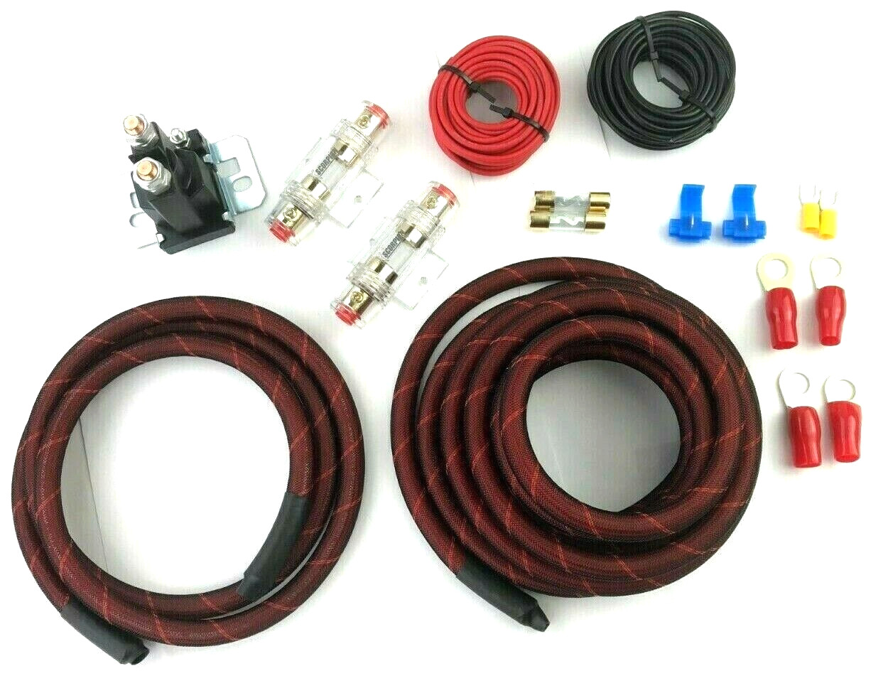 HEAVY DUTY DUAL / AUXILIARY BATTERY ISOLATOR SNAKESKIN CABLES COMPLETE KIT FUSES