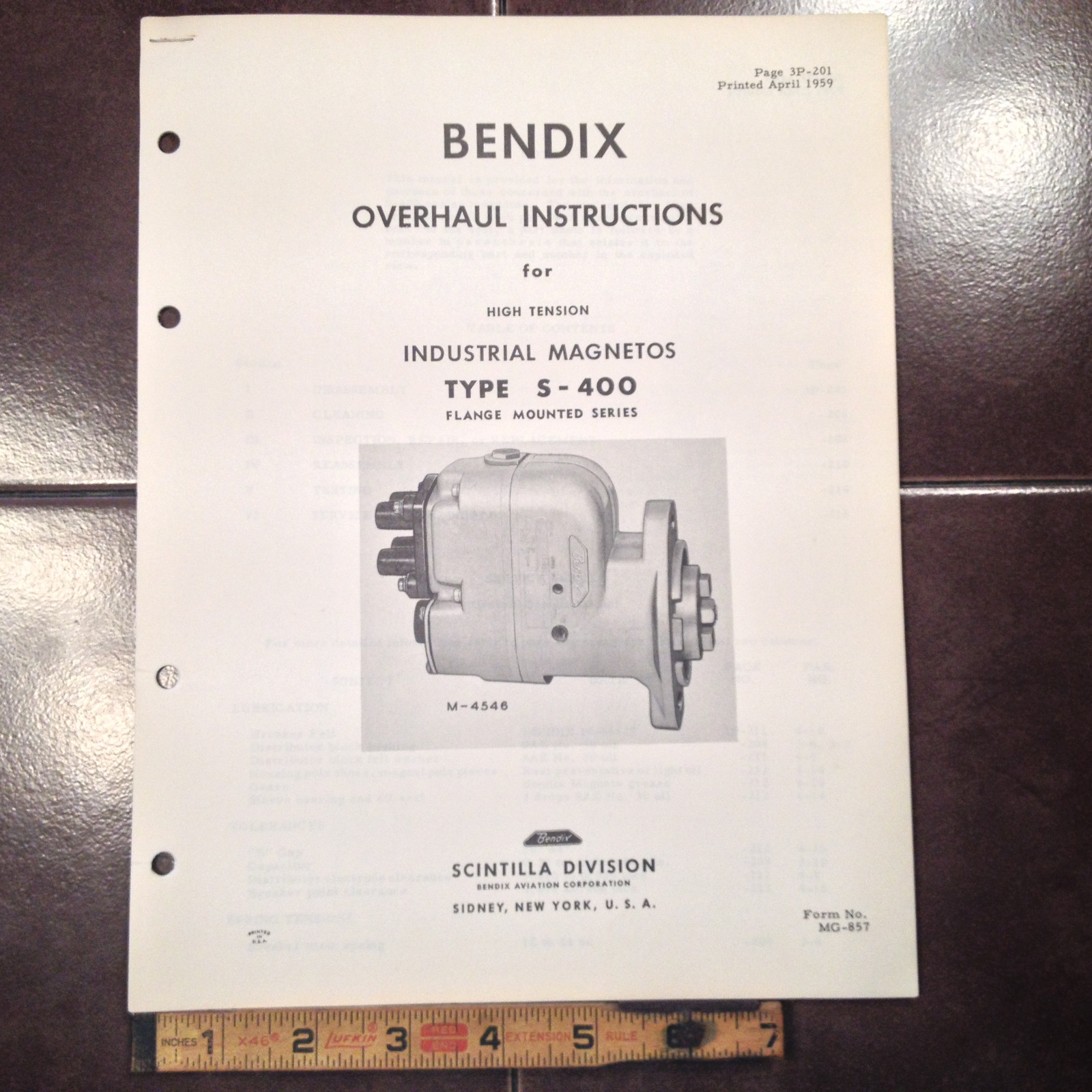 Bendix S-400 Flange Mounted Magneto Overhaul Manual